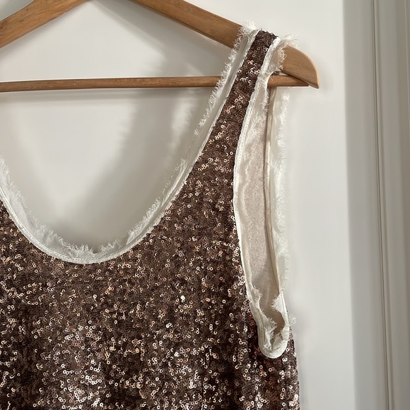 Wilfred | Bronze Sequin Silk Trim Tank Dress - size Small - Picture 3 of 9